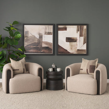 Kornelia Textured Mushroom Fabric Barrel Accent Chair