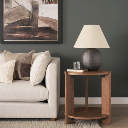 Hisako Mid Brown Open Round Accent Table