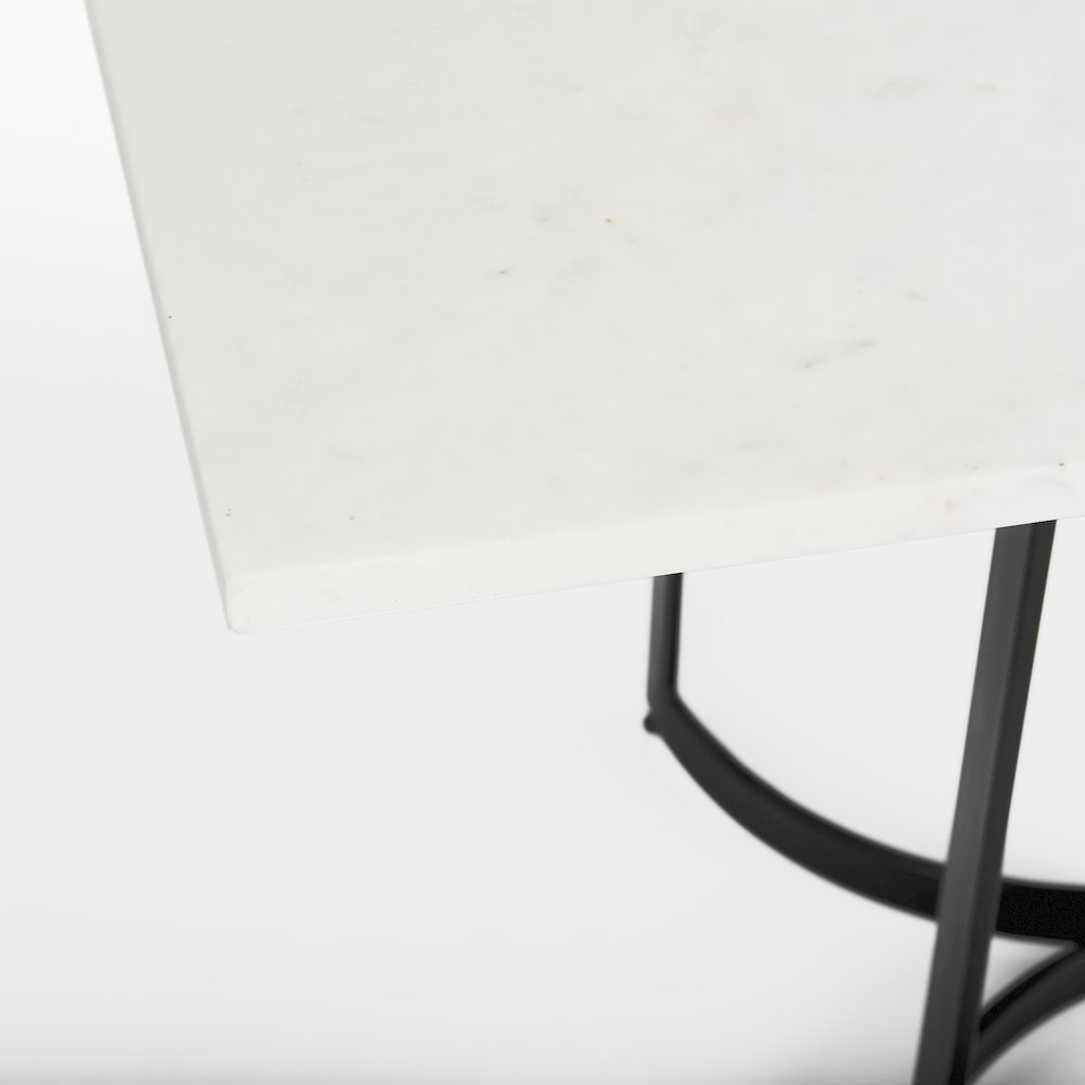 Tanner 71L x 35W Rectangular White Marble Metal Base Dining Table