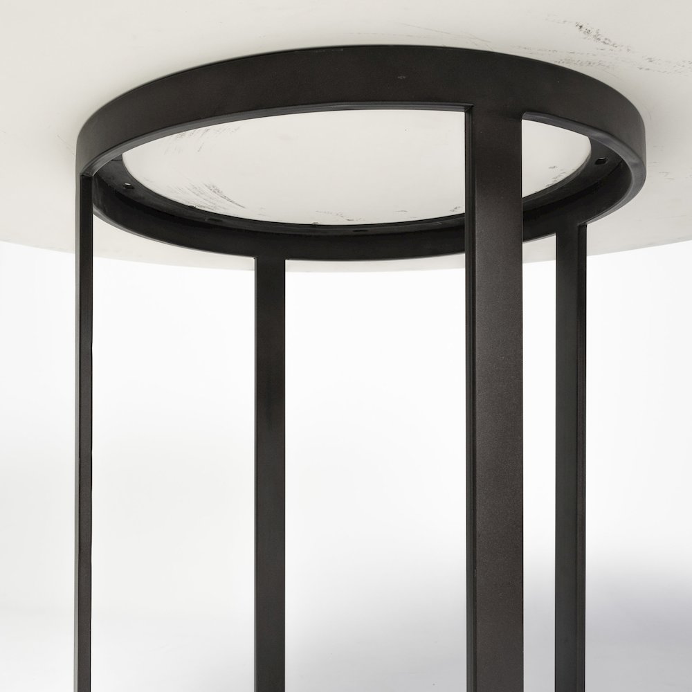 Tanner 48" Round White Marble Top Black Metal Base Dining Table