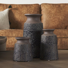 Sefina II Medium Brown/Black Patterned Ceramic Vase
