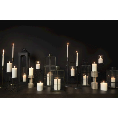 Omega II Medium Black Metal Stacked Ring Table Candle Holder