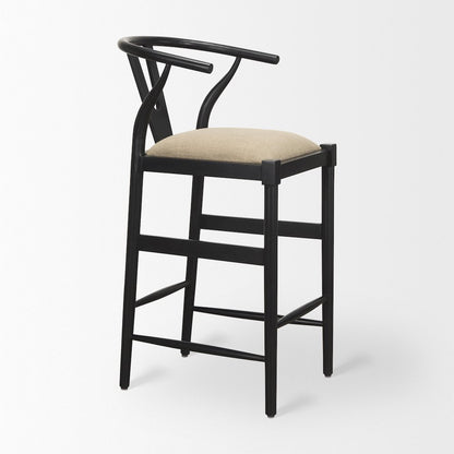 Trixie Black Wood Frame w/ Gray Upholstered Seat Bar Stool