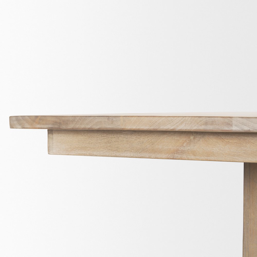Shivon 94" Light Brown Mango Wood Travertine Dining Table