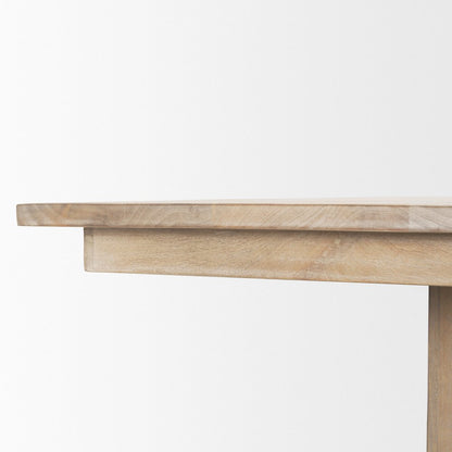 Shivon 94" Light Brown Mango Wood Travertine Dining Table