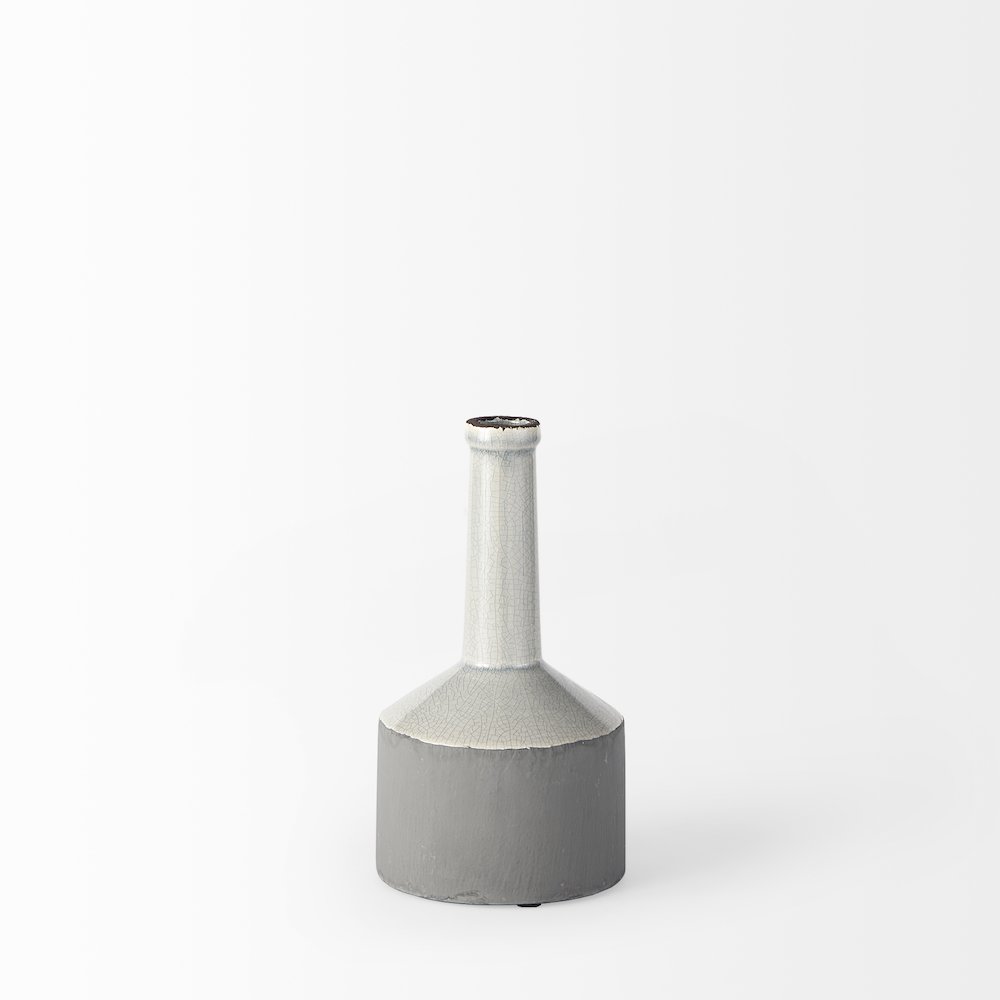 Burton 10.2H Small Two Tone Gray Ceramic Jug Vase