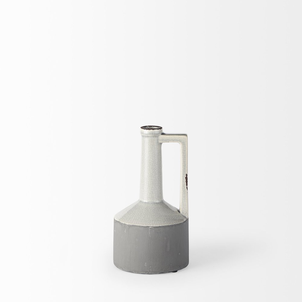 Burton 10.2H Small Two Tone Gray Ceramic Jug Vase