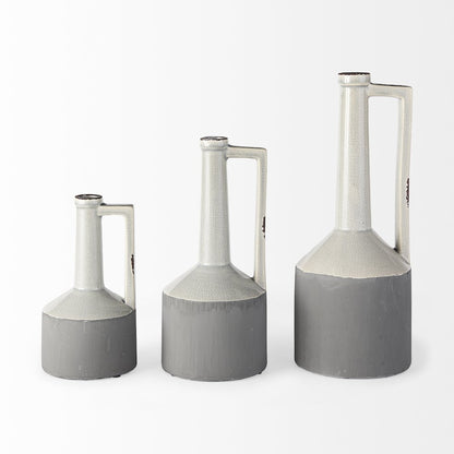 Burton 10.2H Small Two Tone Gray Ceramic Jug Vase