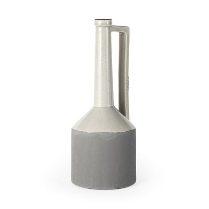 Burton 16.7H Large Two Tone Gray Ceramic Jug Vase