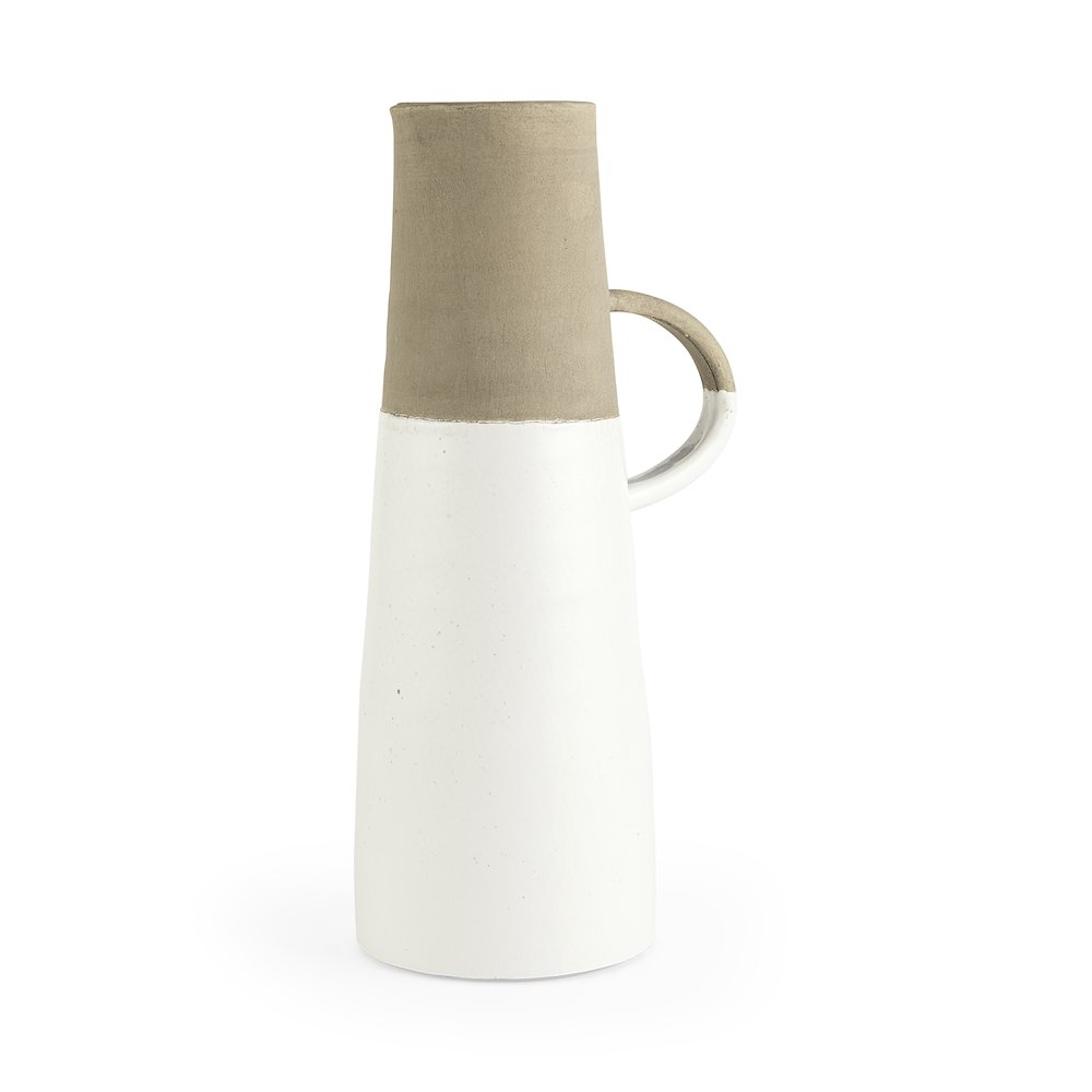 Garand Large 18.8H Two-Toned White Natural Ceramic Jug
