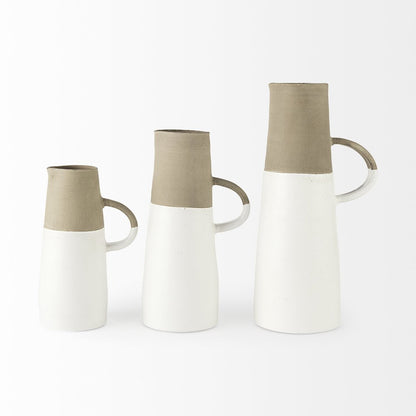 Garand Large 18.8H Two-Toned White Natural Ceramic Jug