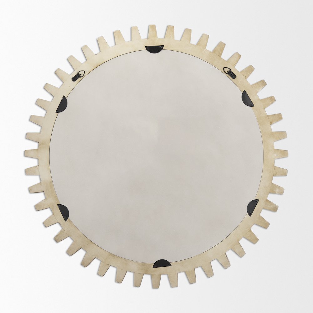 Cog Mirror 35" Round Natural Wood Frame Mirror