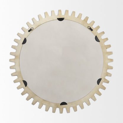 Cog Mirror 35" Round Natural Wood Frame Mirror