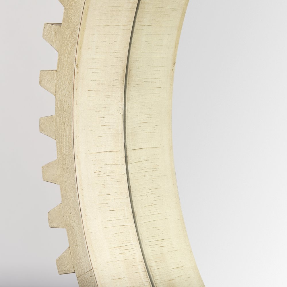 Cog Mirror 35" Round Natural Wood Frame Mirror