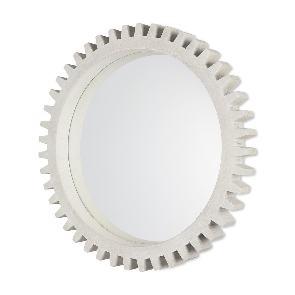 Sundance Cog 35.5" Round Whitewashed Wood Frame Mirror