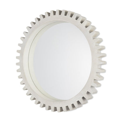 Sundance Cog 35.5" Round Whitewashed Wood Frame Mirror