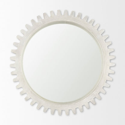Sundance Cog 35.5" Round Whitewashed Wood Frame Mirror
