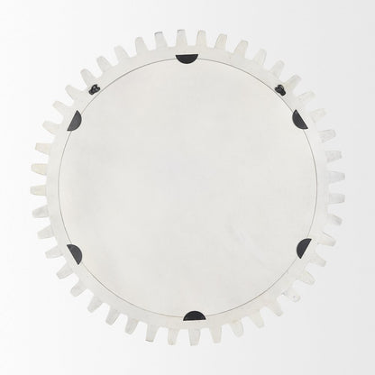 Sundance Cog 35.5" Round Whitewashed Wood Frame Mirror