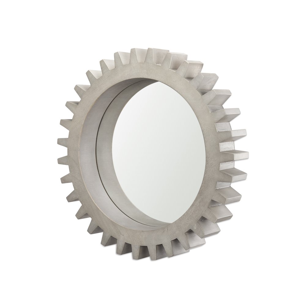 Sundance Cog 26" Round Grey Wood Frame Mirror
