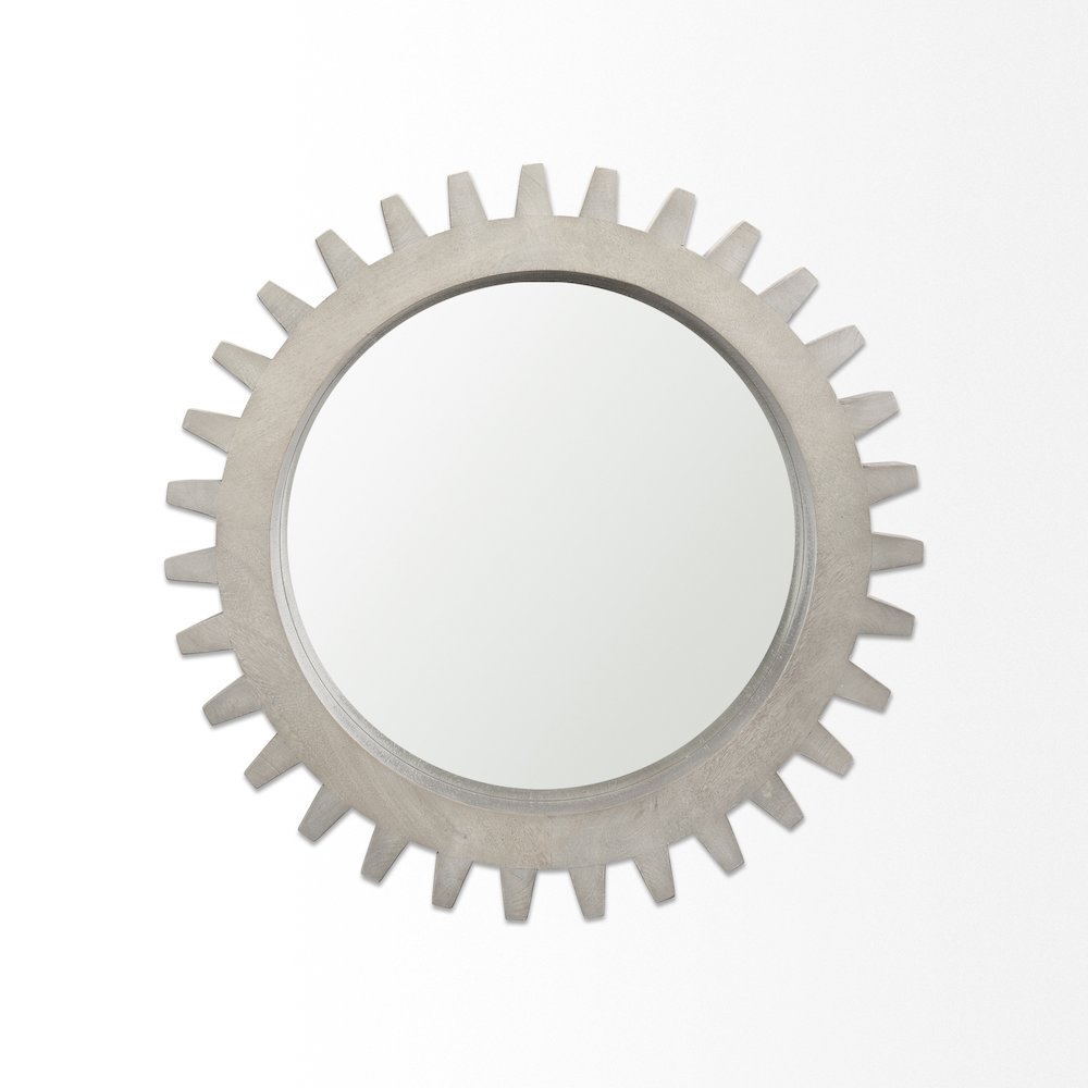 Sundance Cog 26" Round Grey Wood Frame Mirror