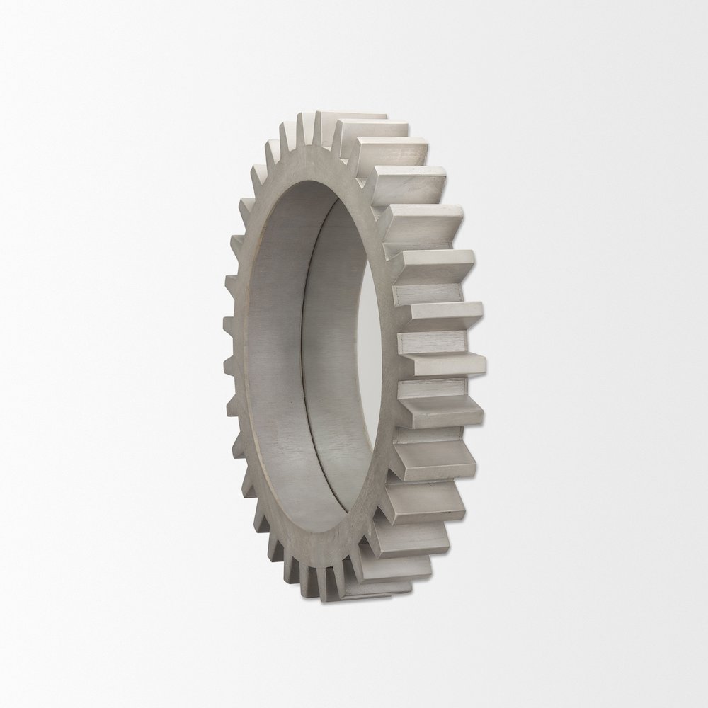 Sundance Cog 26" Round Grey Wood Frame Mirror