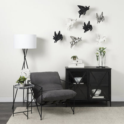 Set Of 2 Black Flying Pigs