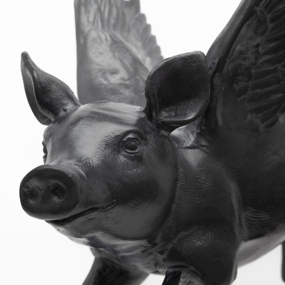 Set Of 2 Black Flying Pigs