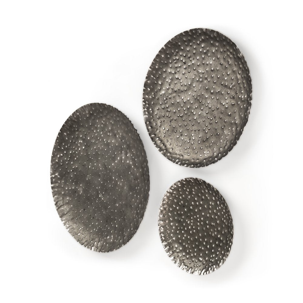 Set Of 3 Decorative Black/Grey Metal Plates