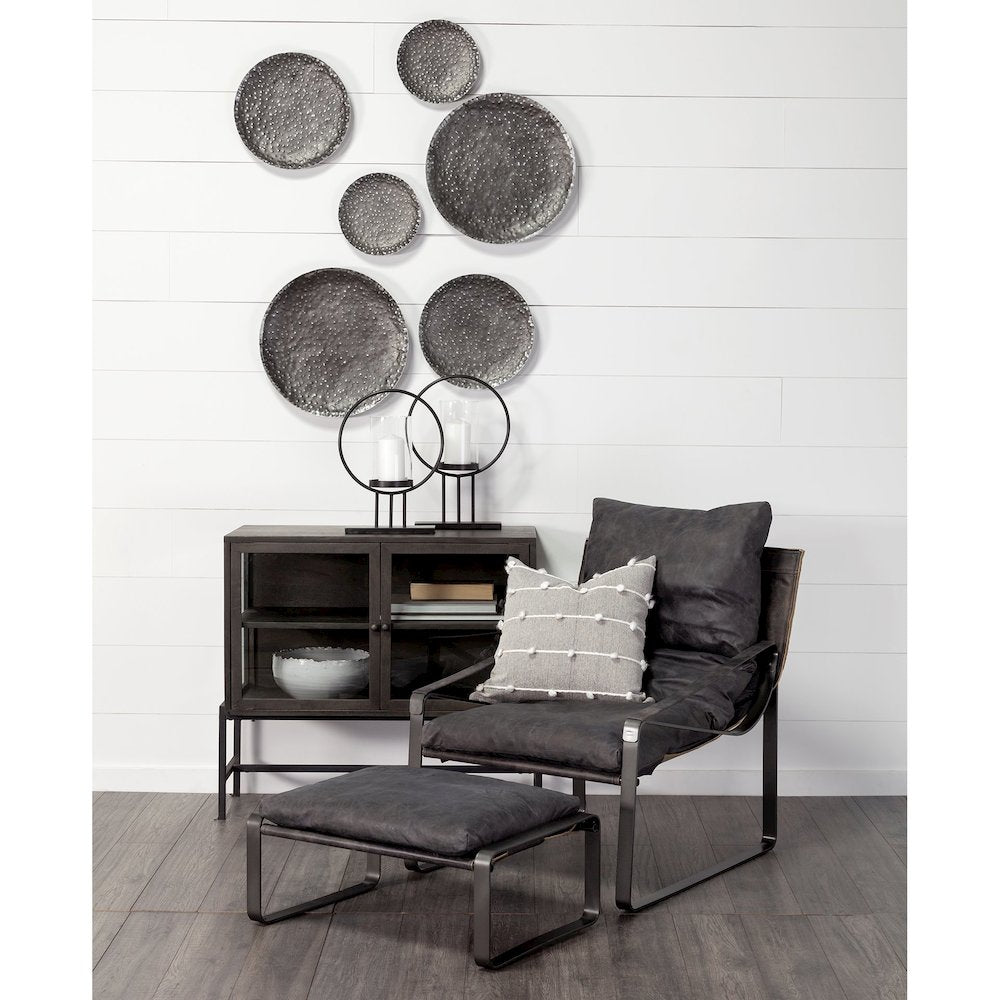 Set Of 3 Decorative Black/Grey Metal Plates