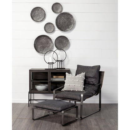 Set Of 3 Decorative Black/Grey Metal Plates