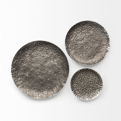Set Of 3 Decorative Black/Grey Metal Plates