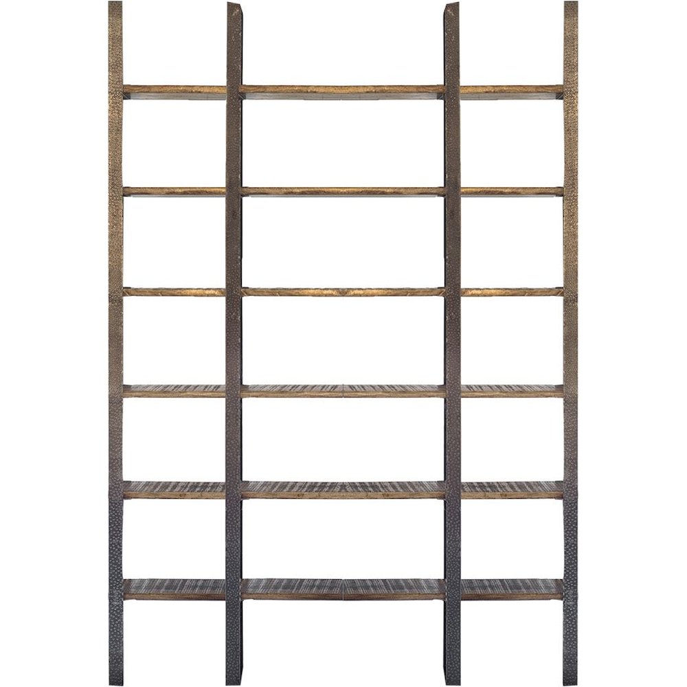 Brown Wood And Black Iron Six Shelving Unit