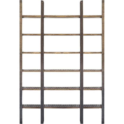 Brown Wood And Black Iron Six Shelving Unit
