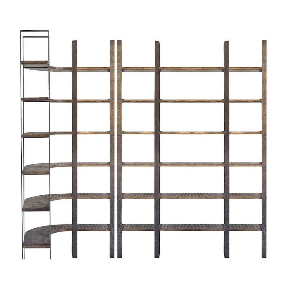 Brown Wood And Black Iron Six Shelving Unit