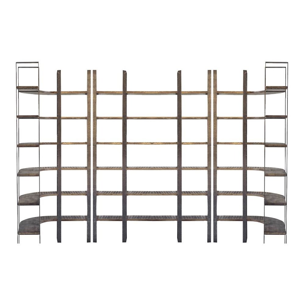 Brown Wood And Black Iron Six Shelving Unit