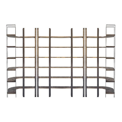 Brown Wood And Black Iron Six Shelving Unit