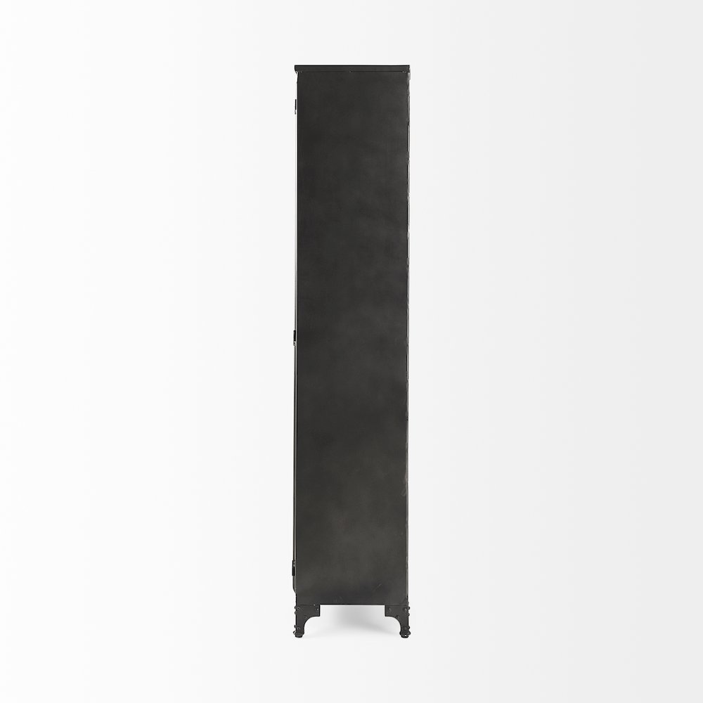 73.8" H Black Metal With Glass Door Display Cabinet