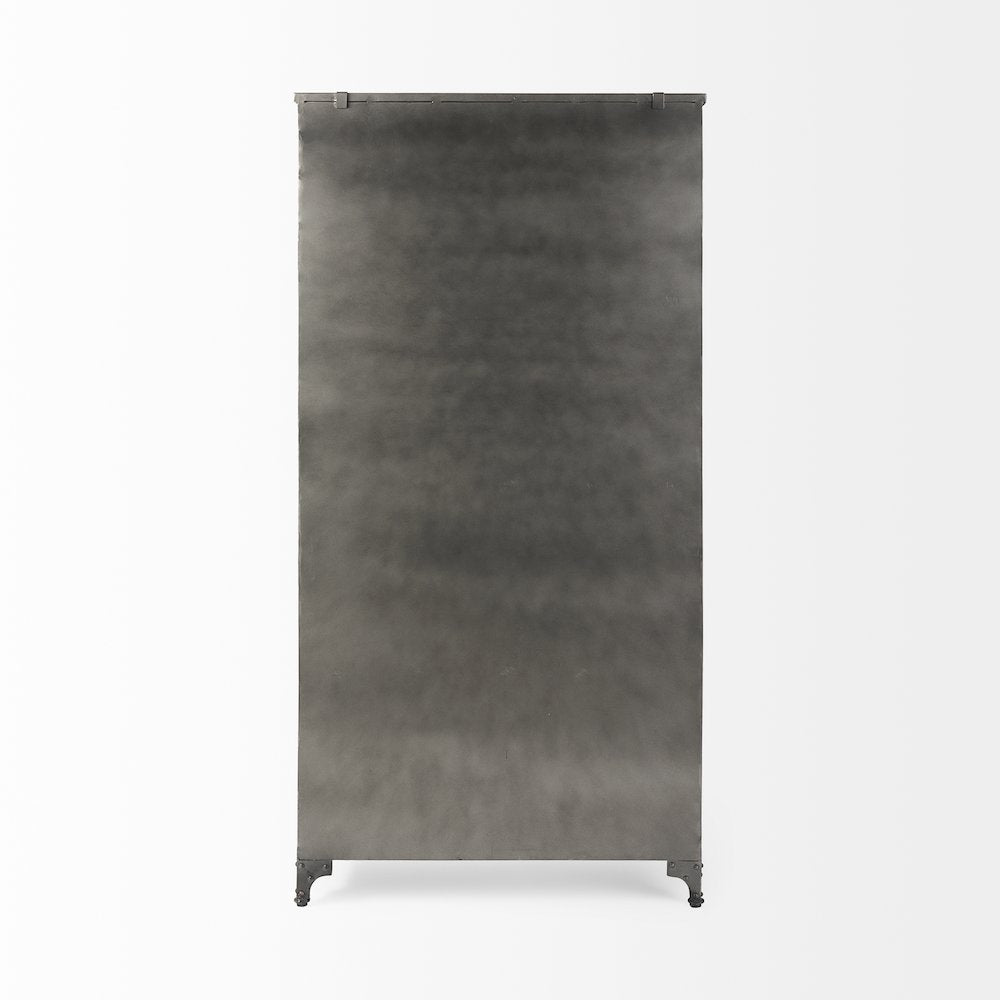 73.8" H Black Metal With Glass Door Display Cabinet