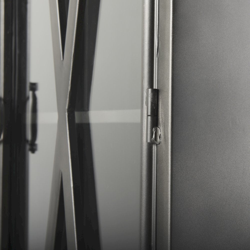 73.8" H Black Metal With Glass Door Display Cabinet