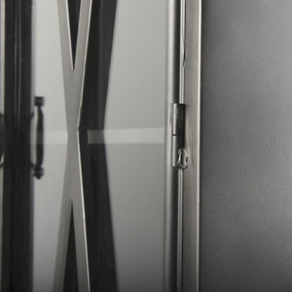 73.8" H Black Metal With Glass Door Display Cabinet
