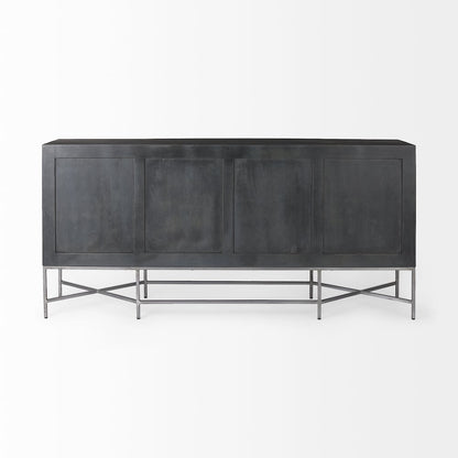 Hogarth 72x15 Two-Tone Brown Solid Wood Base Silver Frame 4 Cabinet Sideboard