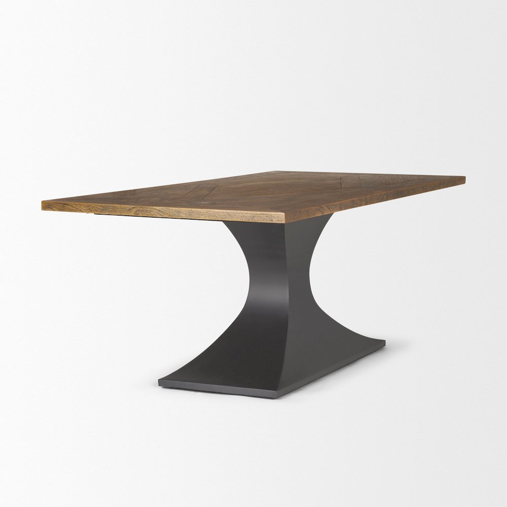 Maxton 79x39 Rectangular Brown Solid Wood Top Dark Gunmetal Base Dining Table