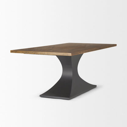 Maxton 79x39 Rectangular Brown Solid Wood Top Dark Gunmetal Base Dining Table