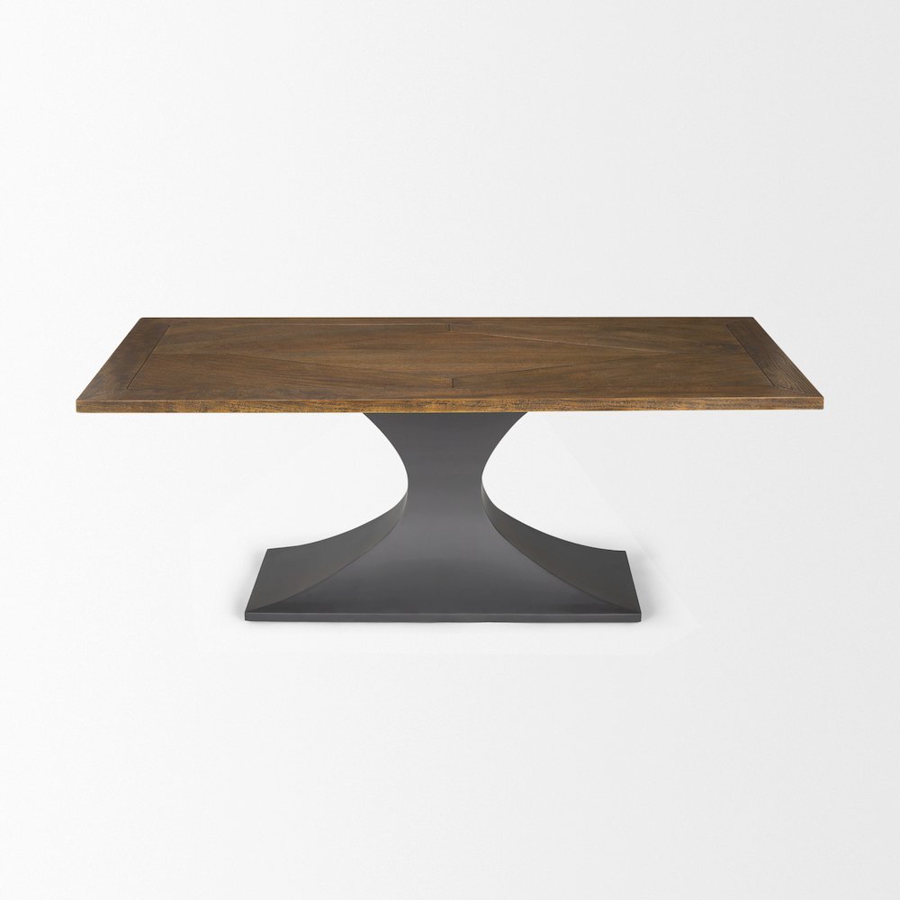Maxton 79x39 Rectangular Brown Solid Wood Top Dark Gunmetal Base Dining Table