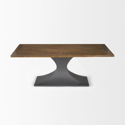 Maxton 79x39 Rectangular Brown Solid Wood Top Dark Gunmetal Base Dining Table