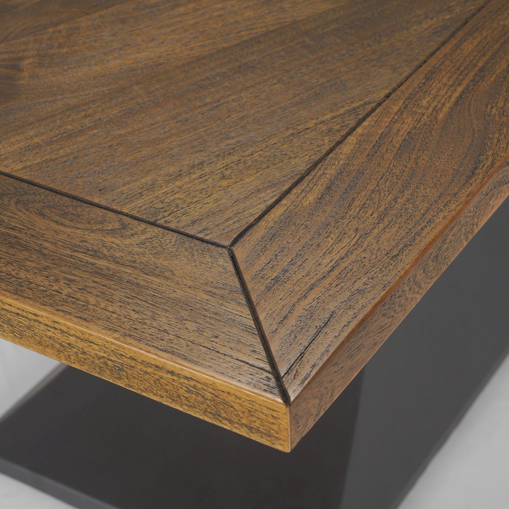 Maxton 79x39 Rectangular Brown Solid Wood Top Dark Gunmetal Base Dining Table