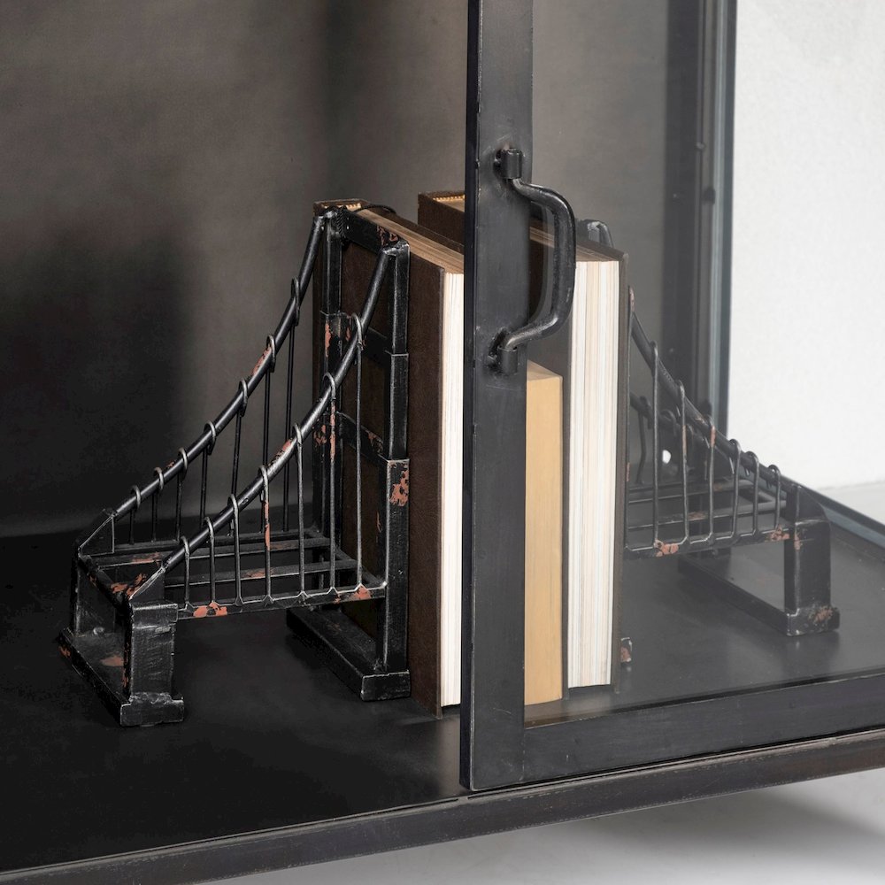 63" L Black Metal Glass Door Display Cabinet