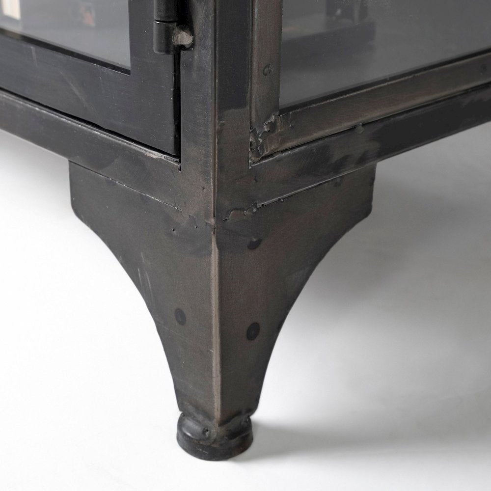 63" L Black Metal Glass Door Display Cabinet
