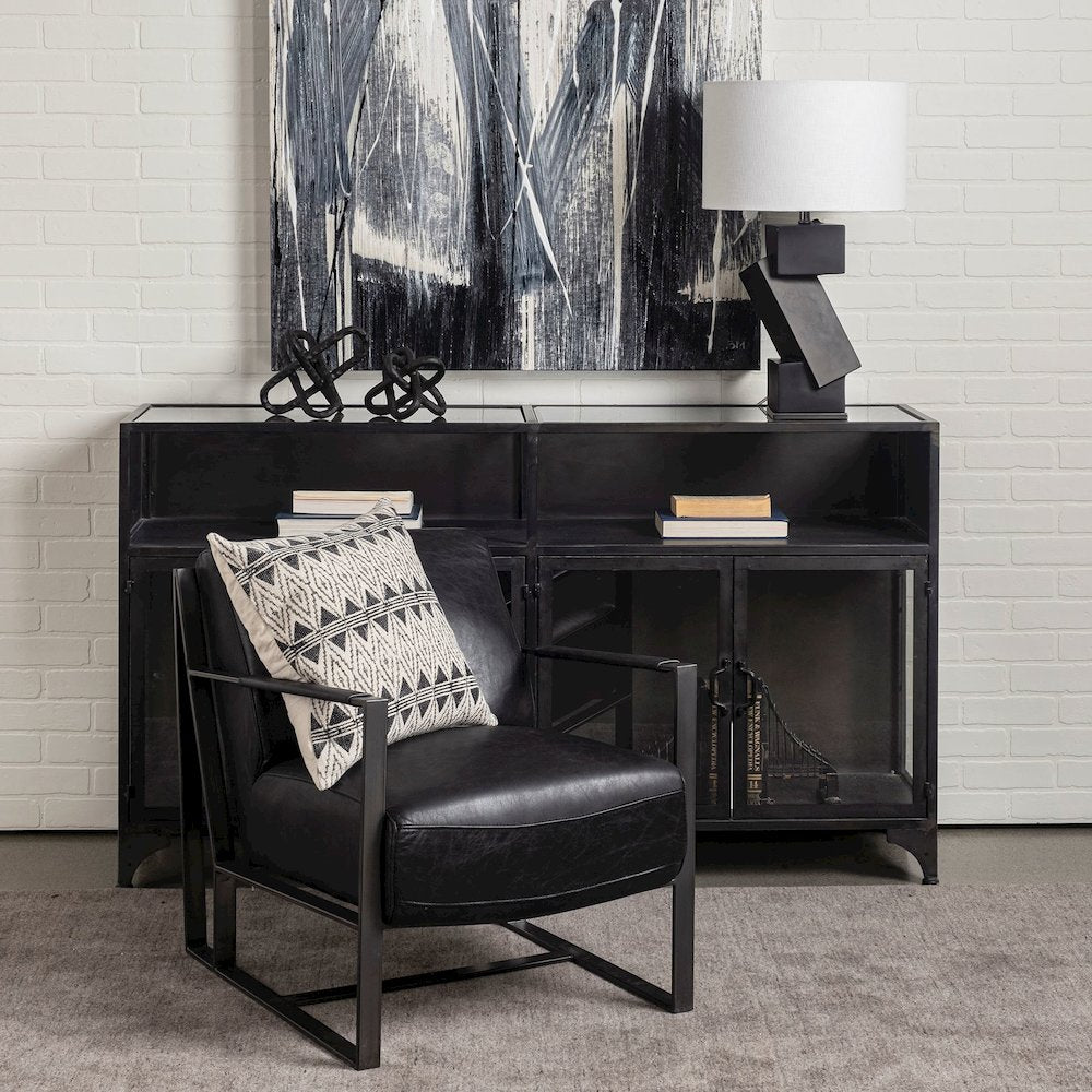 63" L Black Metal Glass Door Display Cabinet