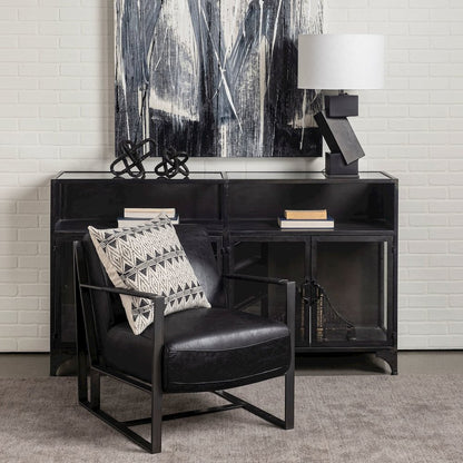 63" L Black Metal Glass Door Display Cabinet